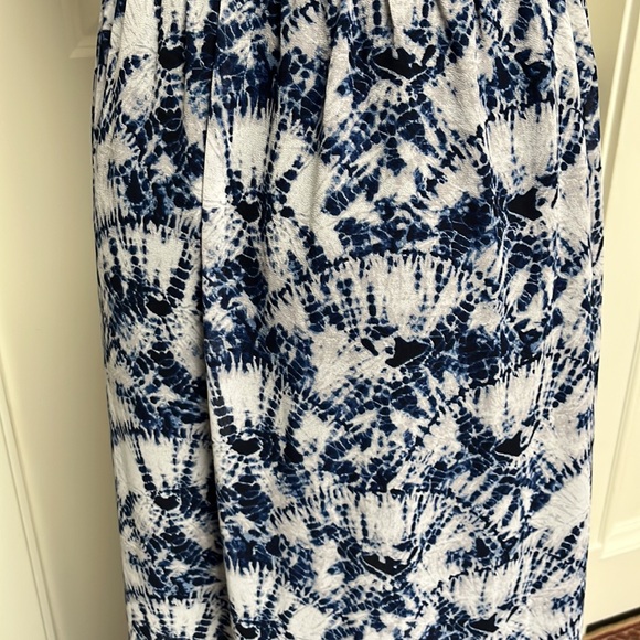 Michael Kors high low hem smocked blue and white print size S - Picture 5 of 6